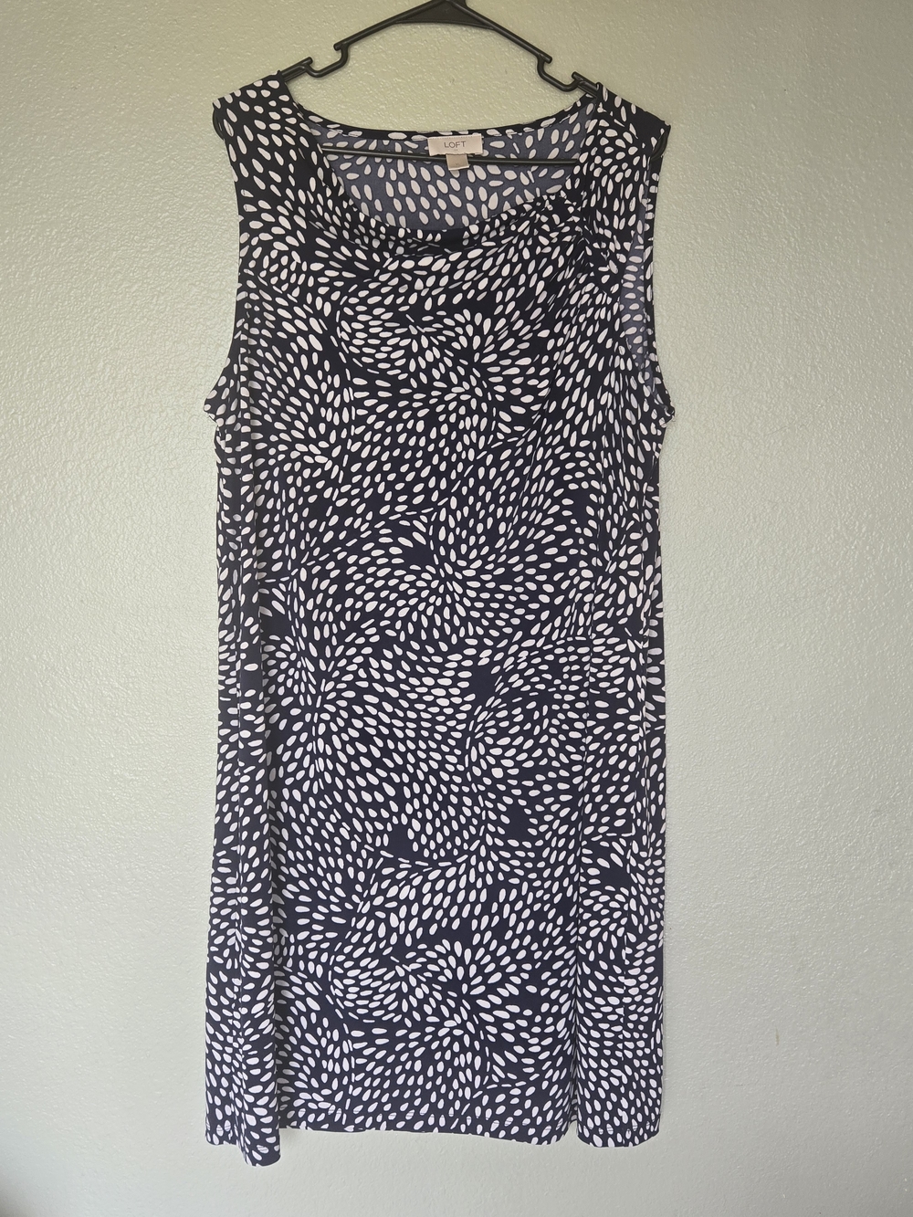 LOFT Navy and White Sleeveless Shift Dress, Career, Casual, Chic, Classy